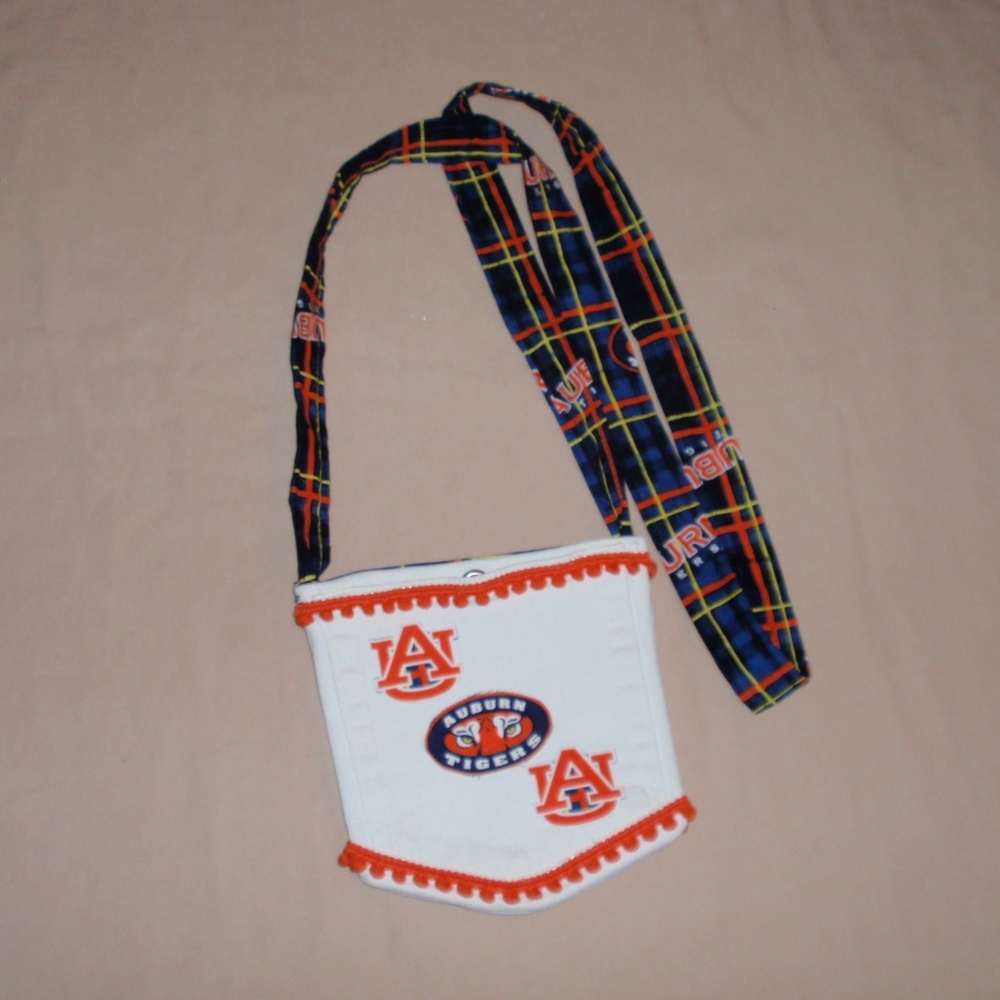 Handmade Auburn University Tigers AU Jean Denim Cross body Bag Upcycled